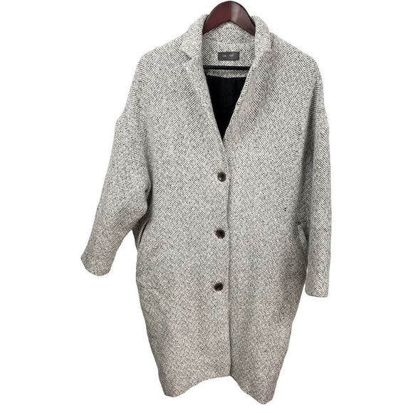 OAK + FORT Jackets & Blazers - 𝅺Oak + Fort Herringbone Wool Blend Cocoon Coat One Size